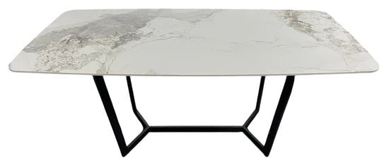 Lucien 180cm White Grey Dining Table With Black Legs - Esme Furnishings