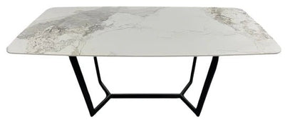 Lucien 180cm White Grey Dining Table With Black Legs - Esme Furnishings