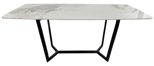Lucien 180cm White Grey Dining Table With Black Legs - Esme Furnishings