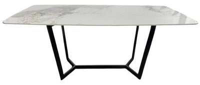 Lucien 180cm White Grey Dining Table With Black Legs - Esme Furnishings
