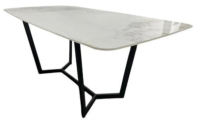 Lucien 180cm White Grey Dining Table With Black Legs - Esme Furnishings