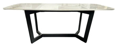 Lucien 180cm White Grey Dining Table With Black Legs - Esme Furnishings