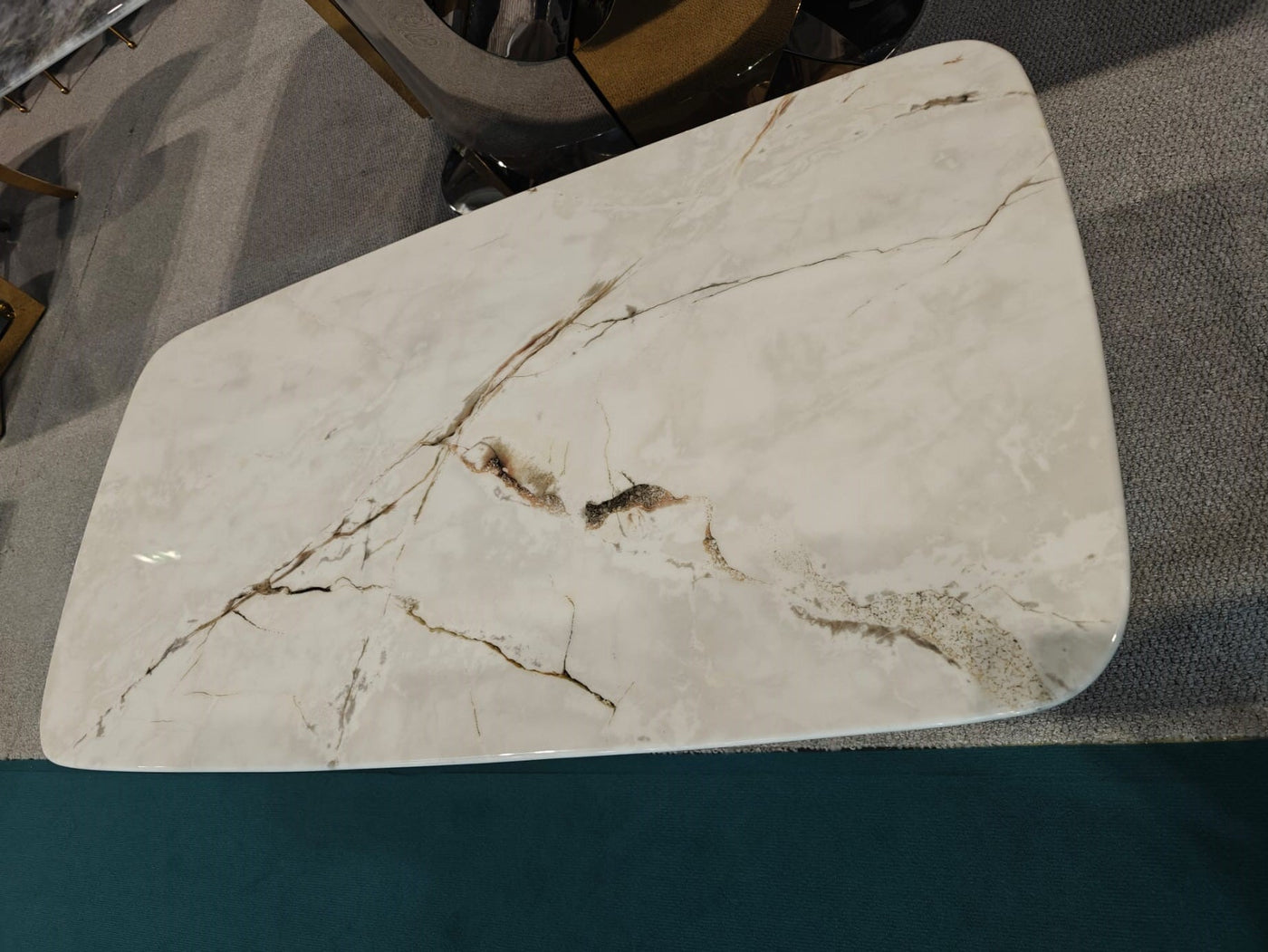 Ottavia 180cm Chrome Gold Dining Table With Milano Velvet Gold Chairs