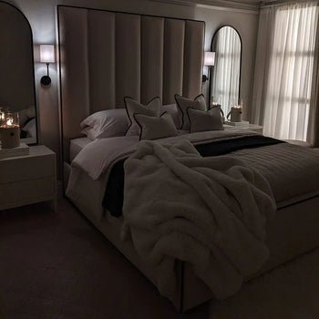 Luxe Luxury Panelled Bed With Contrast Black Piping - Esme Furnishings