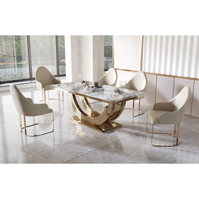 Medas Gold / Grey Marble 200CM Dining Table-Esme Furnishings