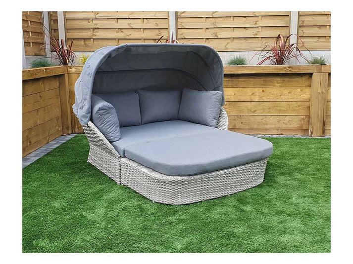 Megan Garden Daybed with Grey Canopy Hood