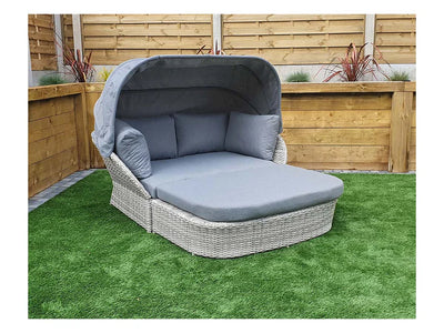 Megan Garden Daybed with Grey Canopy Hood