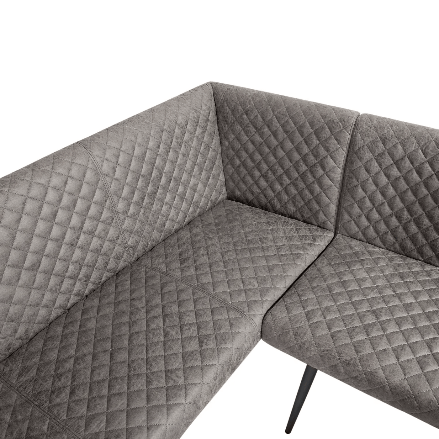 Molton Corner Grey Velvet Bench - Left Hand Facing - Esme Furnishings
