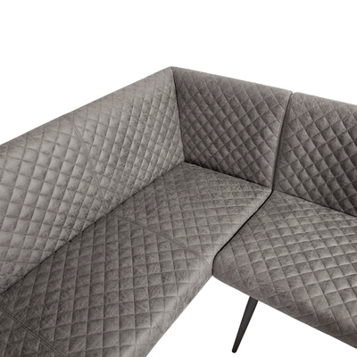 Molton Corner Grey Velvet Bench - Left Hand Facing - Esme Furnishings
