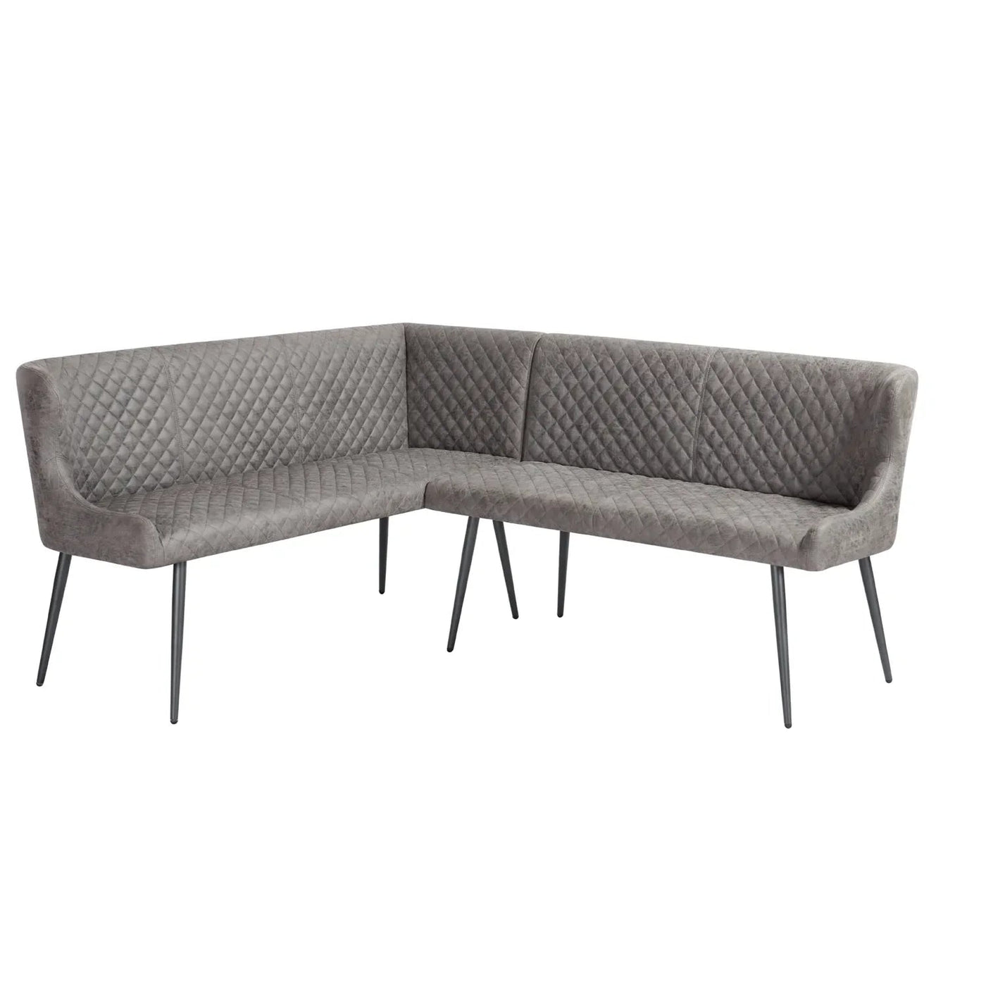 Molton Corner Grey Velvet Bench - Left Hand Facing - Esme Furnishings