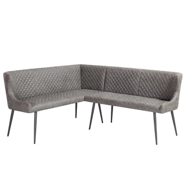 Molton Corner Grey Velvet Bench - Left Hand Facing - Esme Furnishings