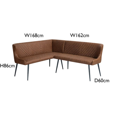 Molton Corner Grey Velvet Bench - Left Hand Facing - Esme Furnishings