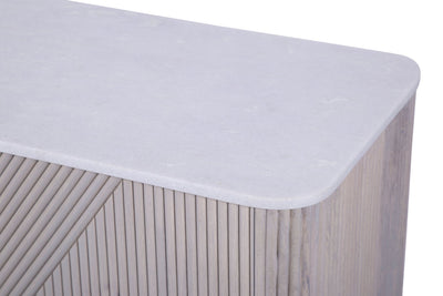 Murano Mango Wood Marble 3 Door Sideboard - Esme Furnishings