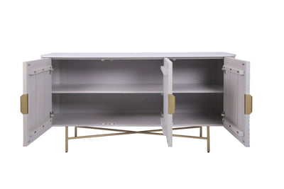 Murano Mango Wood Marble 3 Door Sideboard - Esme Furnishings