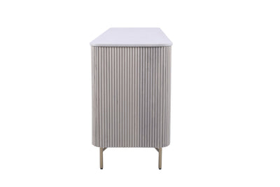 Murano Mango Wood Marble 3 Door Sideboard - Esme Furnishings