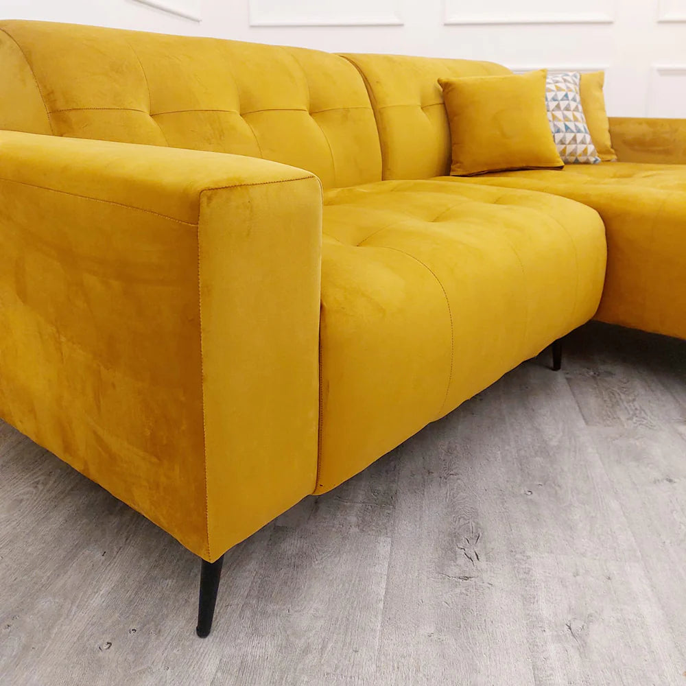 Oslo Premium Plush Velvet Fabric Corner 2 Piece Open Plan Sofa In 6 Colours