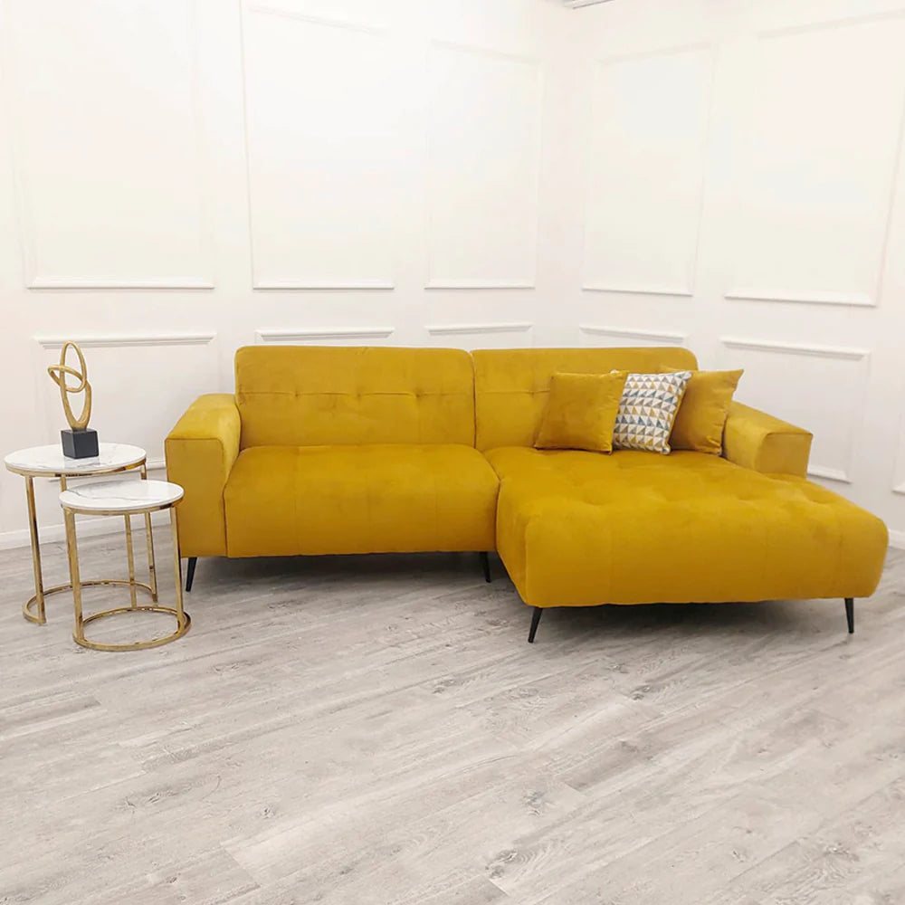 Oslo Premium Plush Velvet Fabric Corner 2 Piece Open Plan Sofa In 6 Colours
