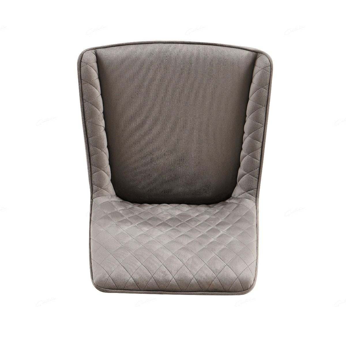 Nina Grey Velvet Quilted Dining Chairs With Black Metal Base - Pairs - Esme Furnishings