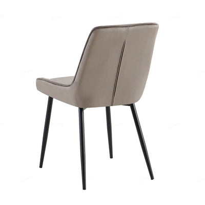 Nina Grey Velvet Quilted Dining Chairs With Black Metal Base - Pairs - Esme Furnishings