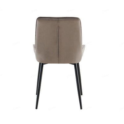 Nina Grey Velvet Quilted Dining Chairs With Black Metal Base - Pairs - Esme Furnishings