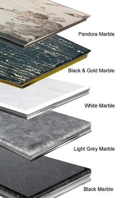 Milan Ottavia 180cm Marble & Chrome Dining Table In 5 Colours
