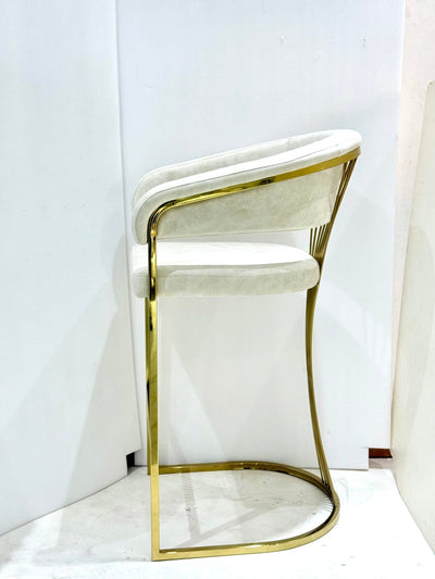 Porto Luxury Cream & Gold Velvet Bar Stool Gold Legs - Esme Furnishings