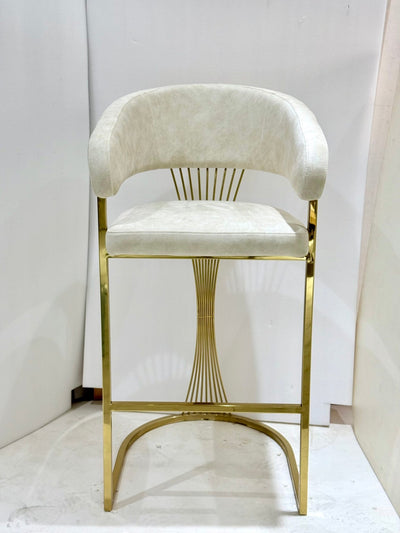Porto Luxury Cream & Gold Velvet Bar Stool Gold Legs - Esme Furnishings