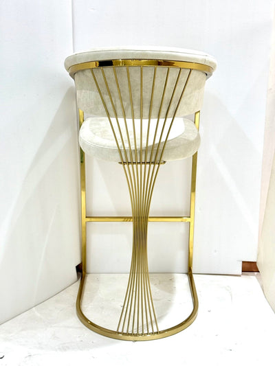 Porto Luxury Cream & Gold Velvet Bar Stool Gold Legs - Esme Furnishings
