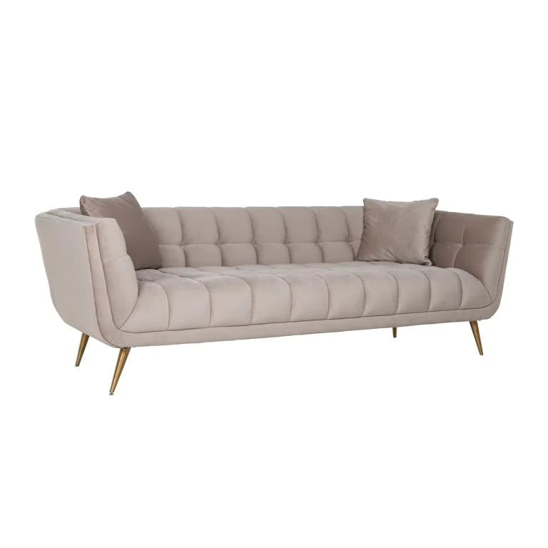 Richmond Interiors Khaki Velvet Sofa with Brushed Gold Legs