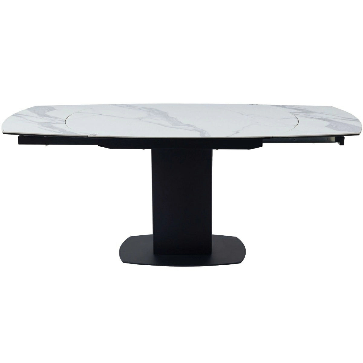 Ritz 120-180cm White Ceramic Marble Swivel Mechanism Extending Table