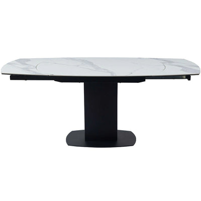Ritz 120-180cm White Ceramic Marble Swivel Mechanism Extending Table
