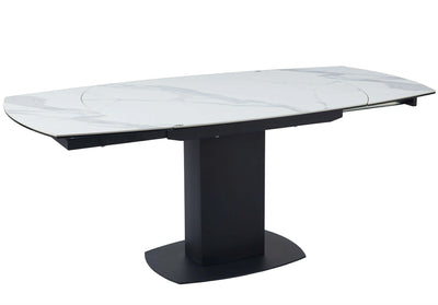 Ritz 120-180cm White Ceramic Marble Swivel Mechanism Extending Table