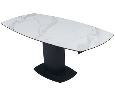 Ritz 120-180cm White Ceramic Marble Swivel Mechanism Extending Table