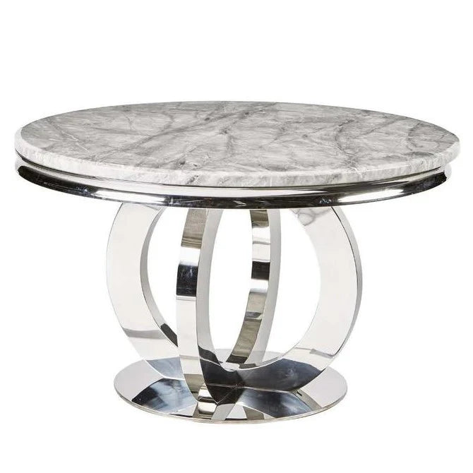 Athens Black Marble 130cm Round Dining Table + Lucy Black Lion Knocker Plush Velvet Chairs