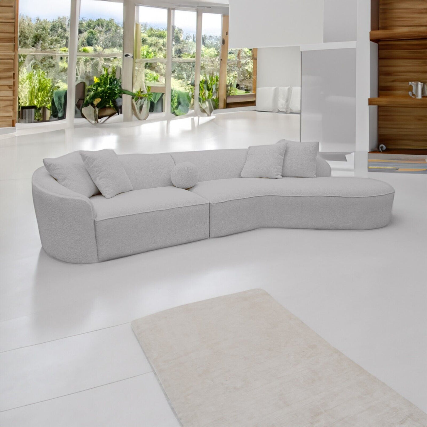 The Pebble Grey Boucle Fabric Premium Sofa