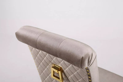 Marcelo Velvet Gold Ring Slim Quilted Knocker Dining Chairs Gold Legs - Pairs - 2 Colours Brown/Beige