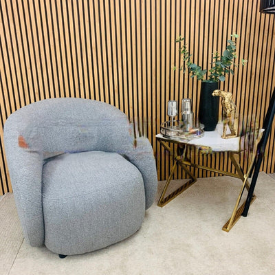 The Boucle Premium 1 Seater Armchair Accent Chair Ivory or Grey Boucle Fabric
