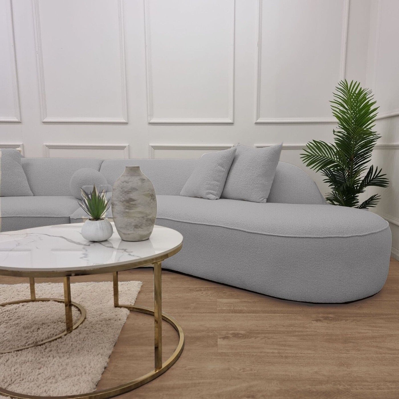 The Pebble Grey Boucle Fabric Premium Sofa