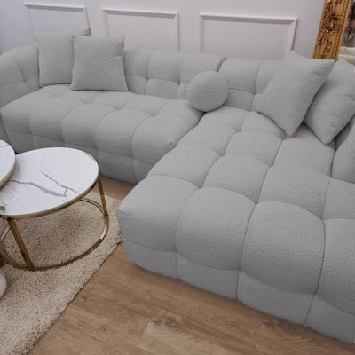 The Bubble Boucle Corner Premium Sofa Grey Boucle Fabric
