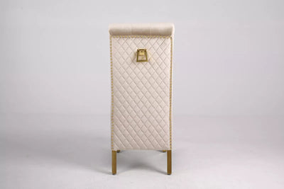 Marcelo Velvet Gold Ring Slim Quilted Knocker Dining Chairs Gold Legs - Pairs - 2 Colours Brown/Beige