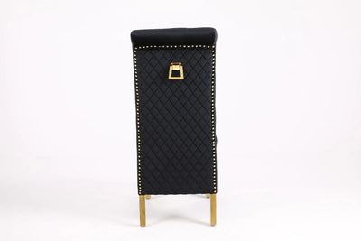 Arianna Marble & Gold Dining Table With Lucy Slim Quilted Gold Ring Knocker Velvet Chairs