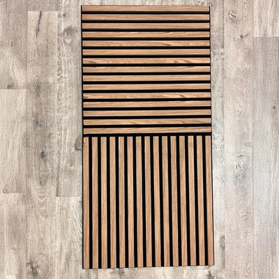 Pack of x4 Natural Light Oak 60x60cm Acoustic Square 3D Slatted Wood Wall Panel Box