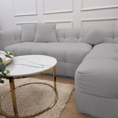 The Bubble Boucle Corner Premium Sofa Grey Boucle Fabric