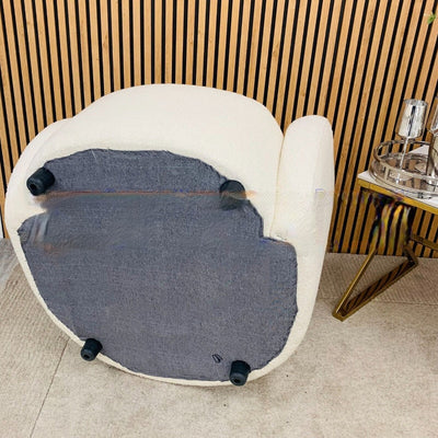 The Boucle Premium 1 Seater Armchair Accent Chair Ivory or Grey Boucle Fabric