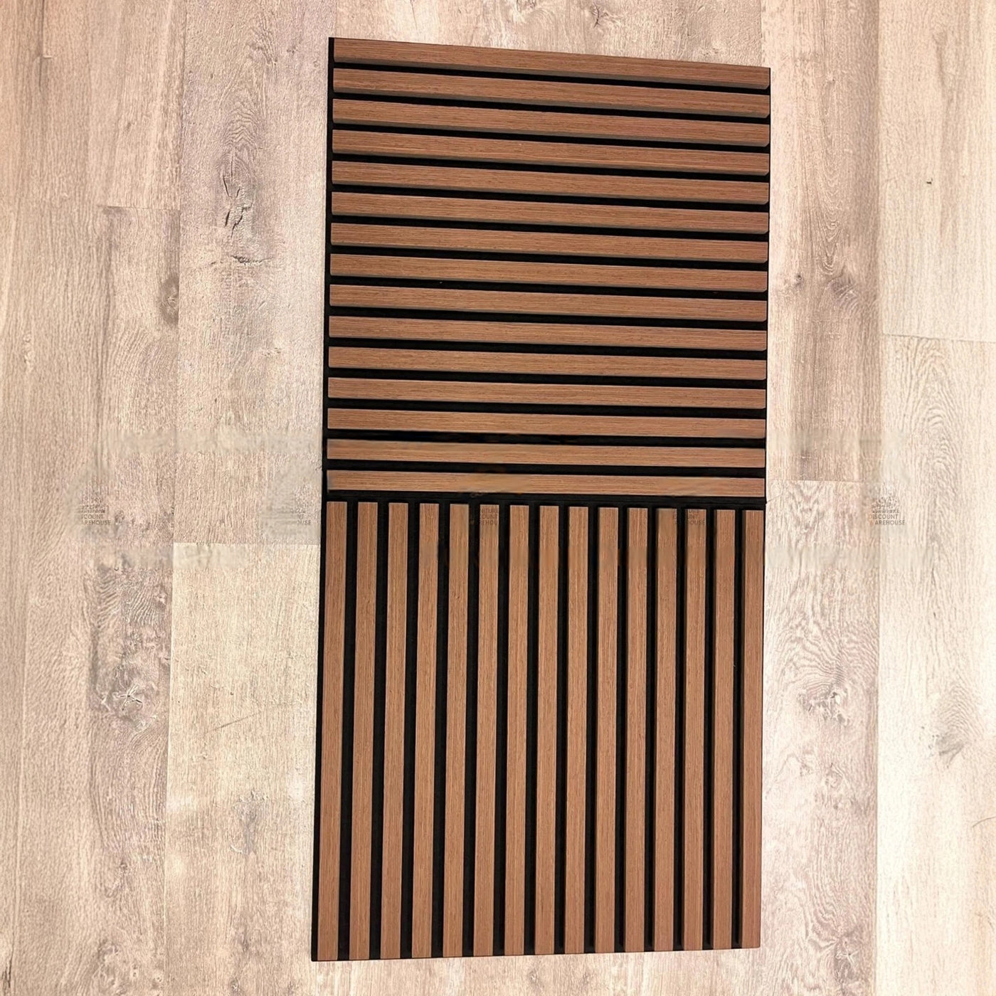 Pack of x4 Walnut 60x60cm Acoustic Square 3D Slatted Wood Wall Panel Box