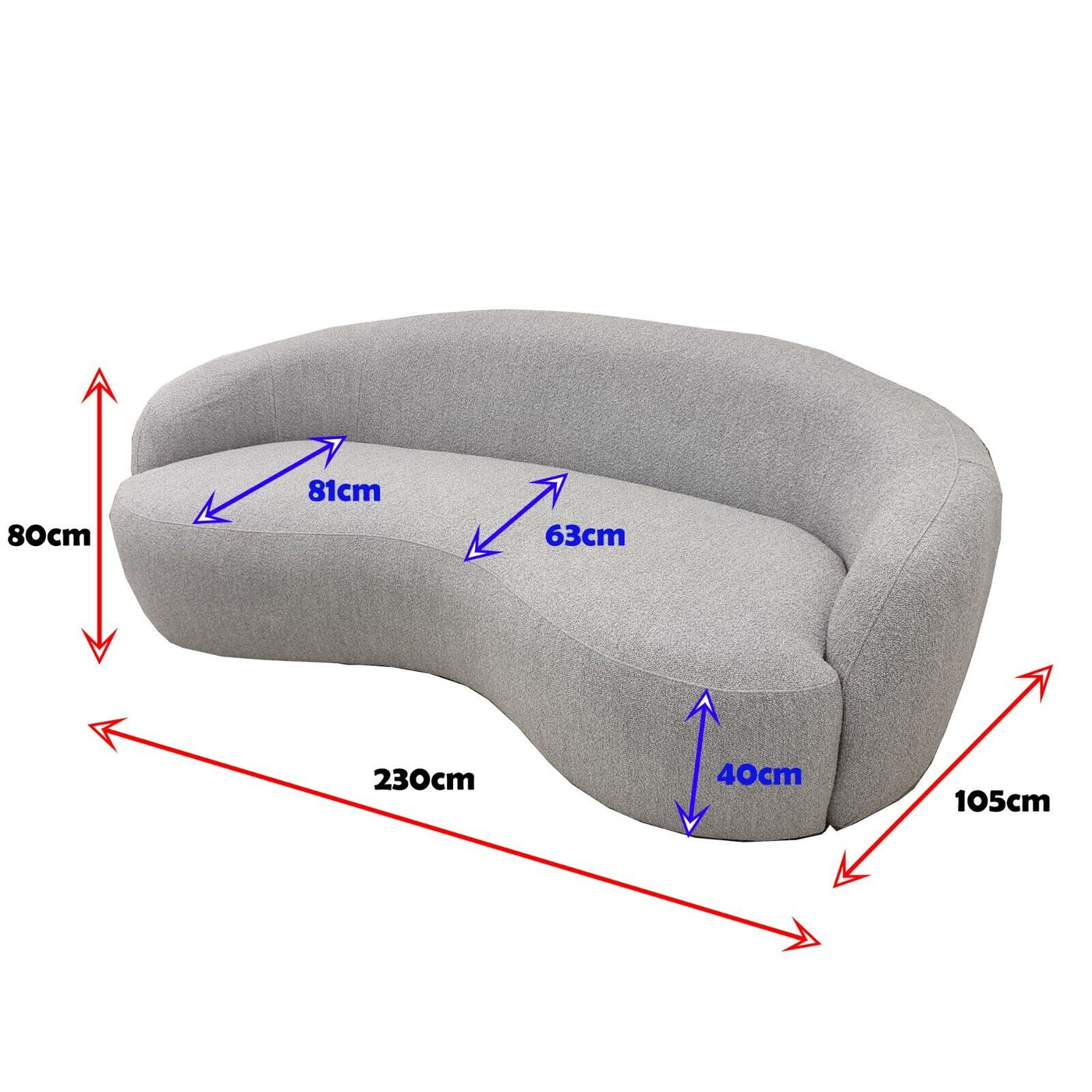 The Wave Boucle Premium Sofa Grey Boucle Fabric