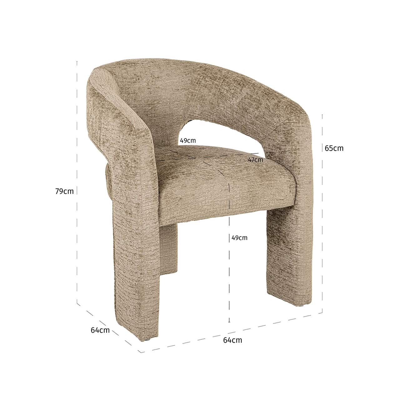 Richmond Interiors Belle Desert Taupe Chenille Tripod Dining Chair