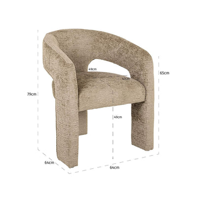 Richmond Interiors Belle Desert Taupe Chenille Tripod Dining Chair