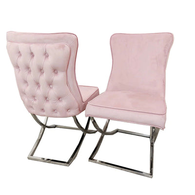 Louis 200cm White Marble Dining Table + 4 Pink Sandy Button Back Chairs + 170cm Pink Louis Corner Bench
