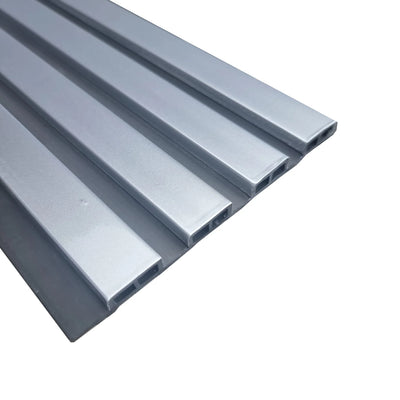235x206cm Silver Chrome Pack of 14 WPC Wood Effect Plastic 3D Slatted Wall Panels Veneer